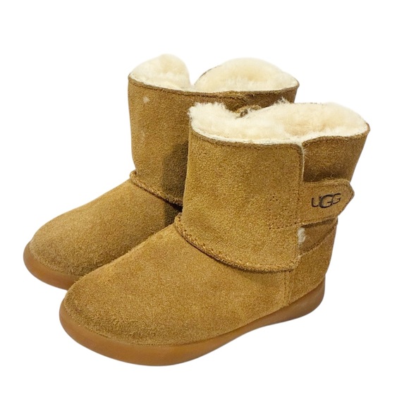 Ugg Baby Size 6 Brown Suede Leather Velcro Strap Keelan II Booties - Picture 1 of 6